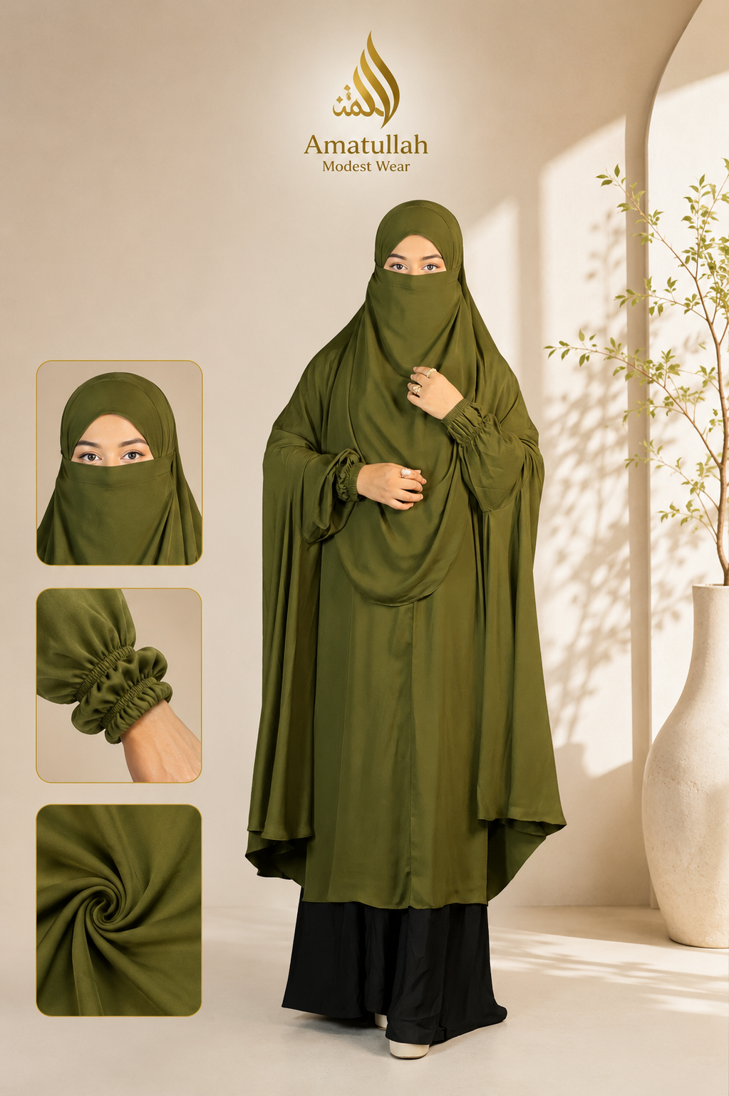 Semi long khimar olive