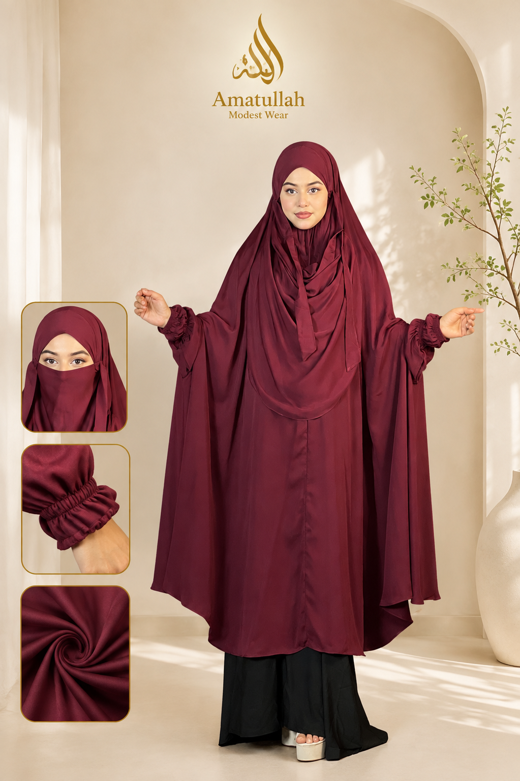 Semi long khimar merron